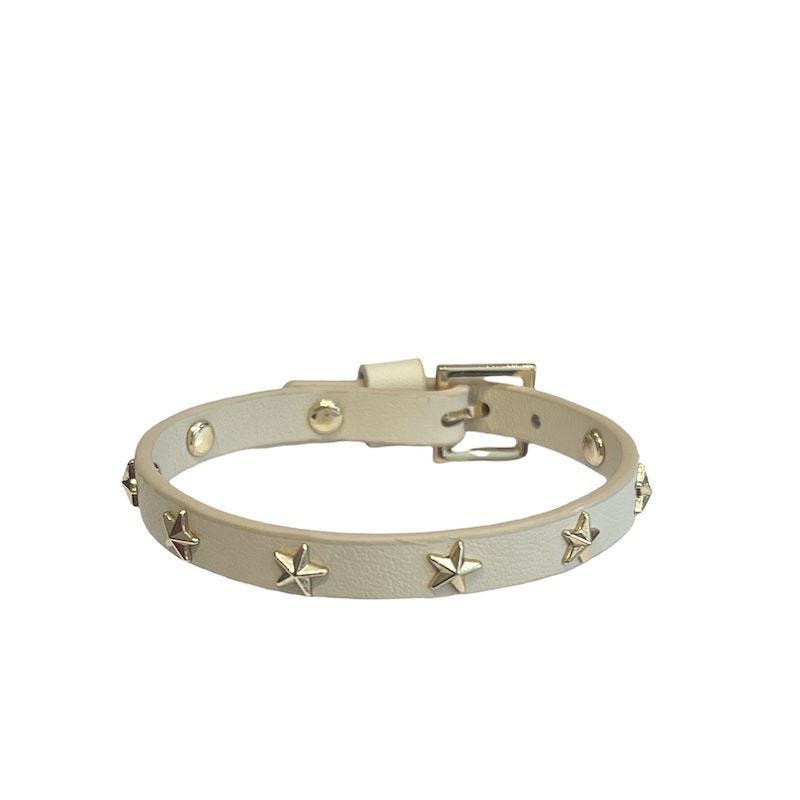 Leather Star Stud Bracelet Mini - Vanilla