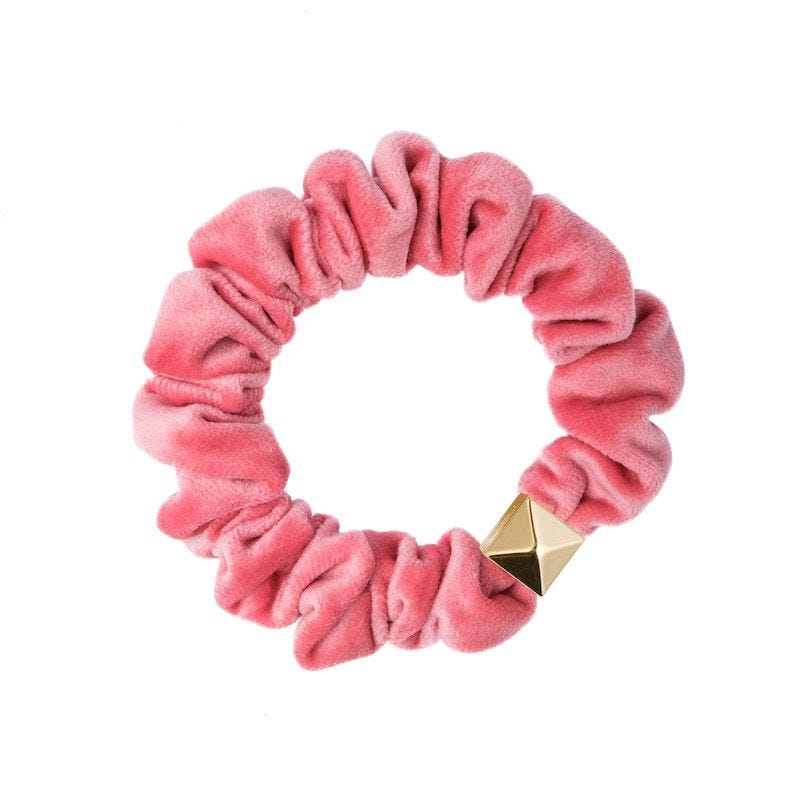Velvet Mini Scrunchie - Geranium Pink