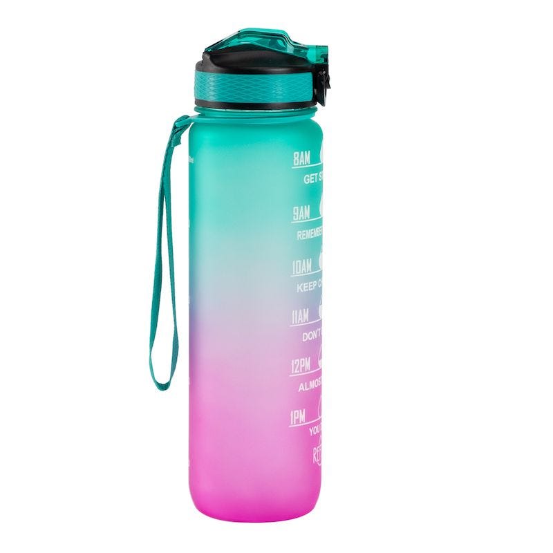 Hollywood Motivational Bottle 1000ml - Pink and Green