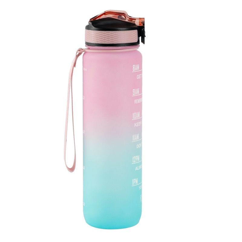 Hollywood Motivational Bottle 1000ml - Light Pink and Blue