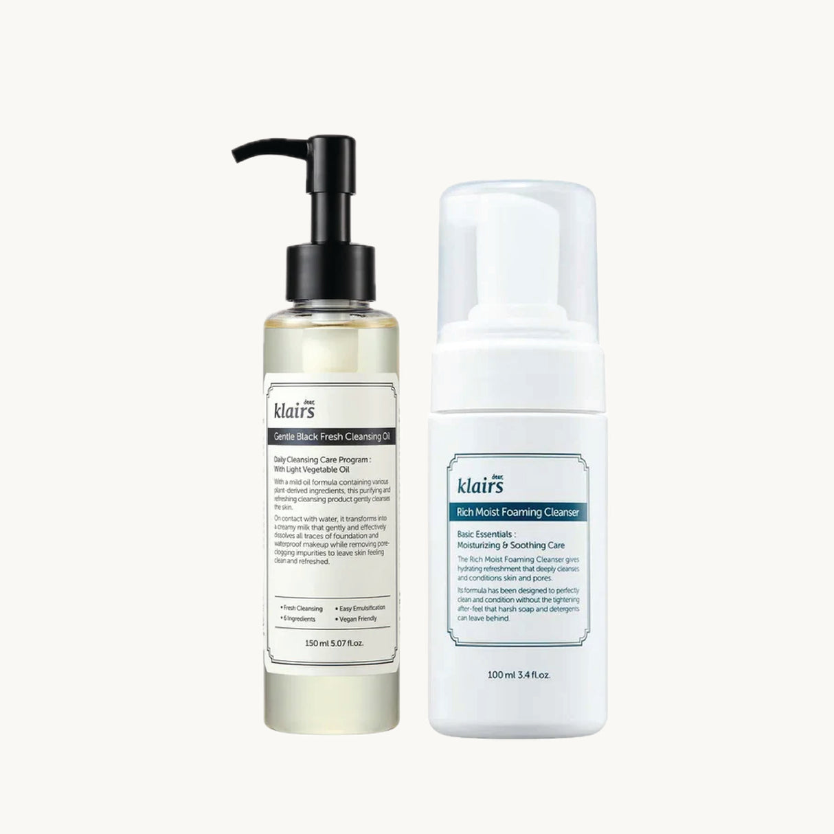 Pakkepris Gentle Black Fresh Cleansing Oil + Rich Moist Foaming Cleanser