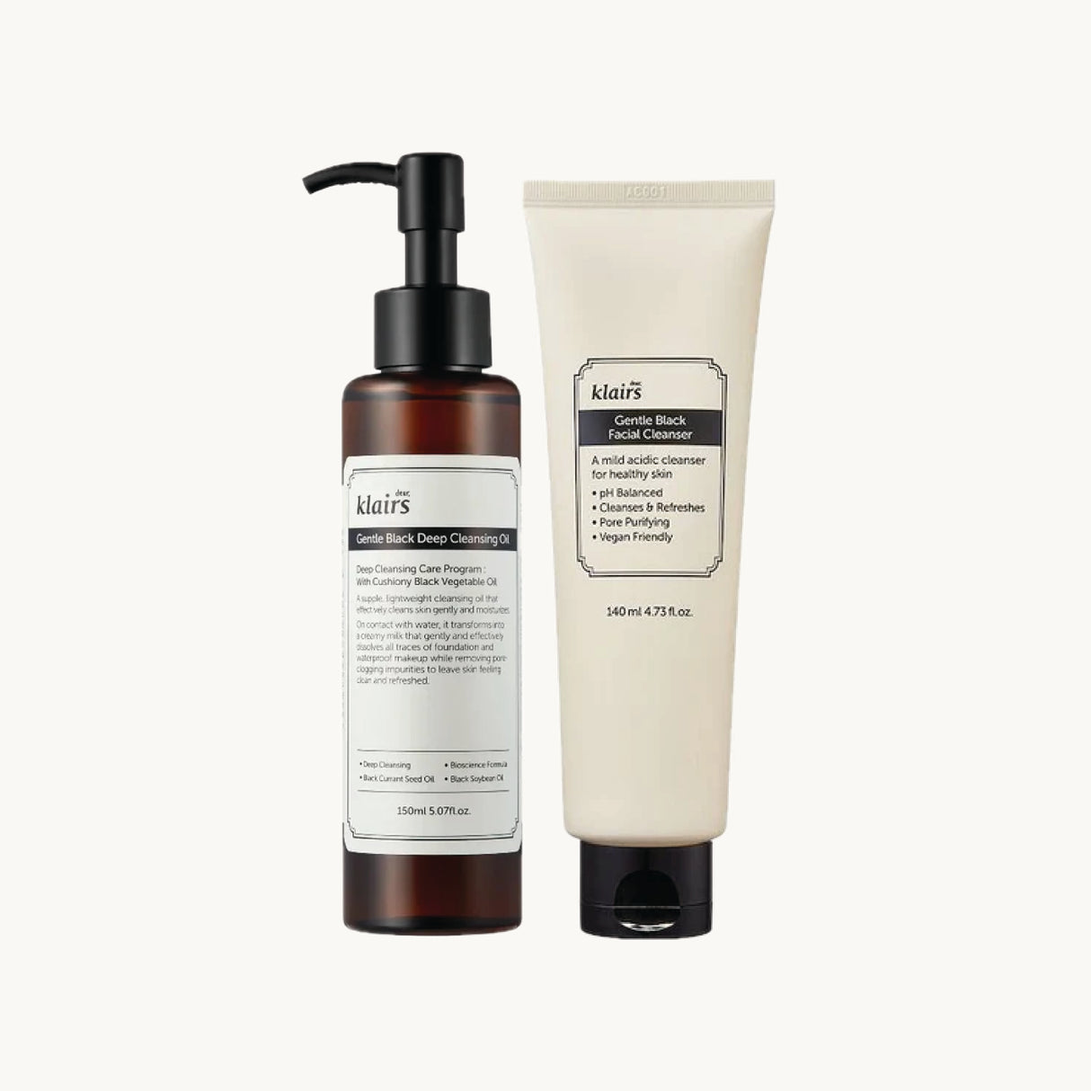 Pakkepris Gentle Black Deep Cleansing Oil + Gentle Black Facial Cleanser