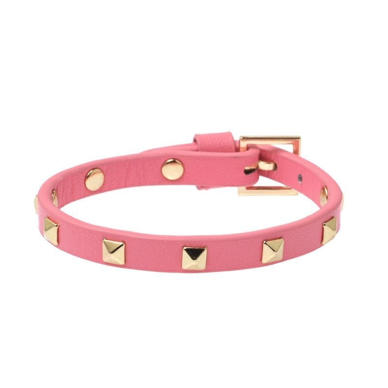 Leather Stud Bracelet Mini - Geranium Pink