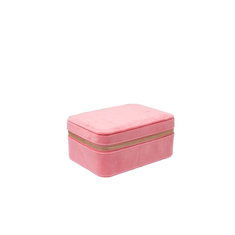 Velvet Jewellery Box - Geranium Pink