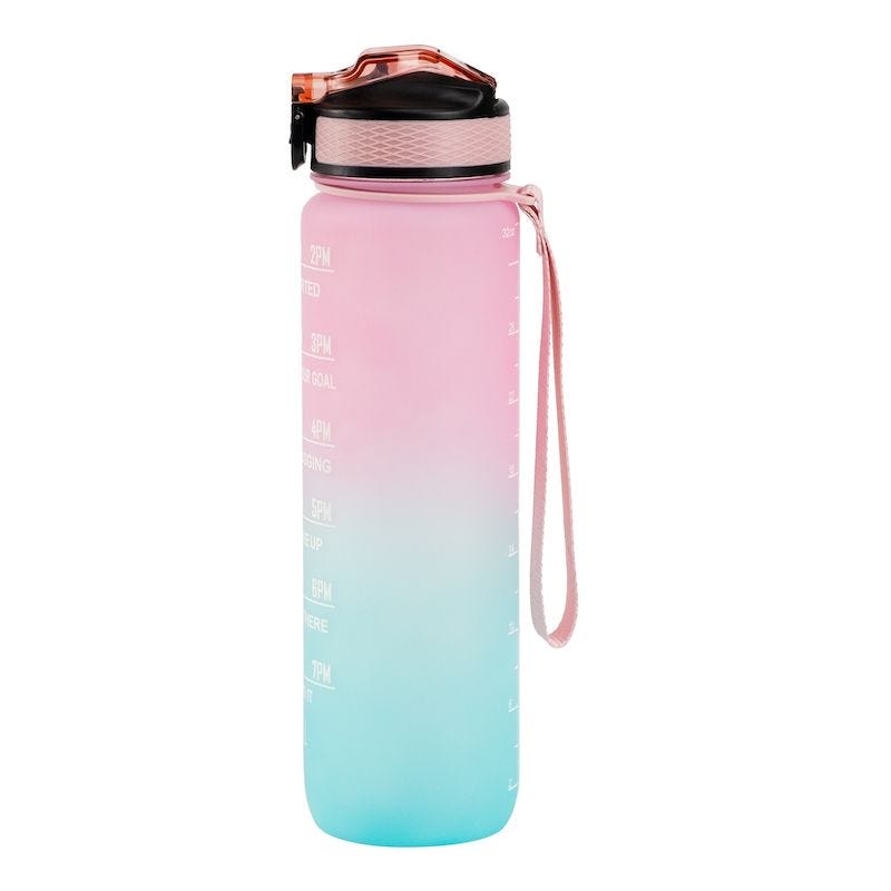Hollywood Motivational Bottle 1000ml - Light Pink and Blue