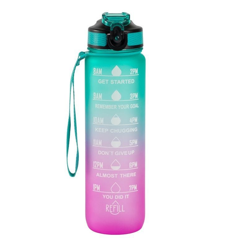 Hollywood Motivational Bottle 1000ml - Pink and Green