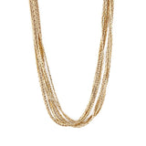 Multi Chain 8 Row Short Necklace Pale Gold