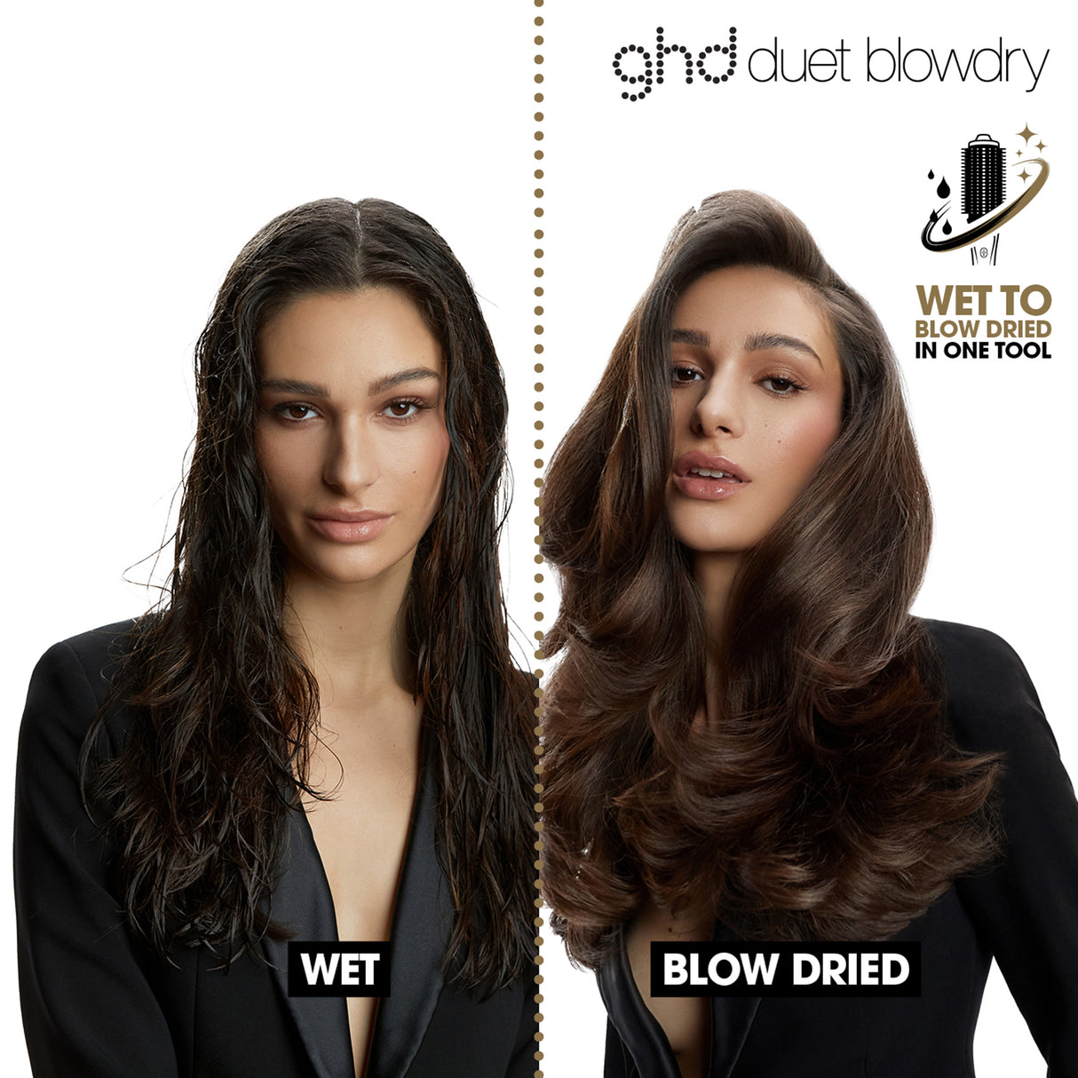 ghd Duet Blow Dry - 2-in-1 Hair Dryer Brush Black