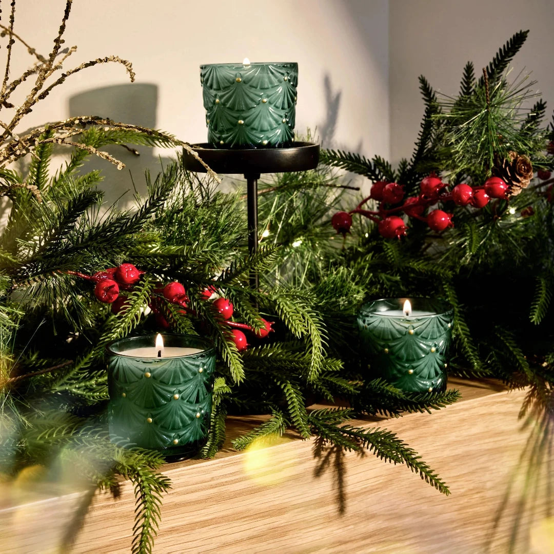 Noble Fir Garland Mini Pedestal Trio Gift Set