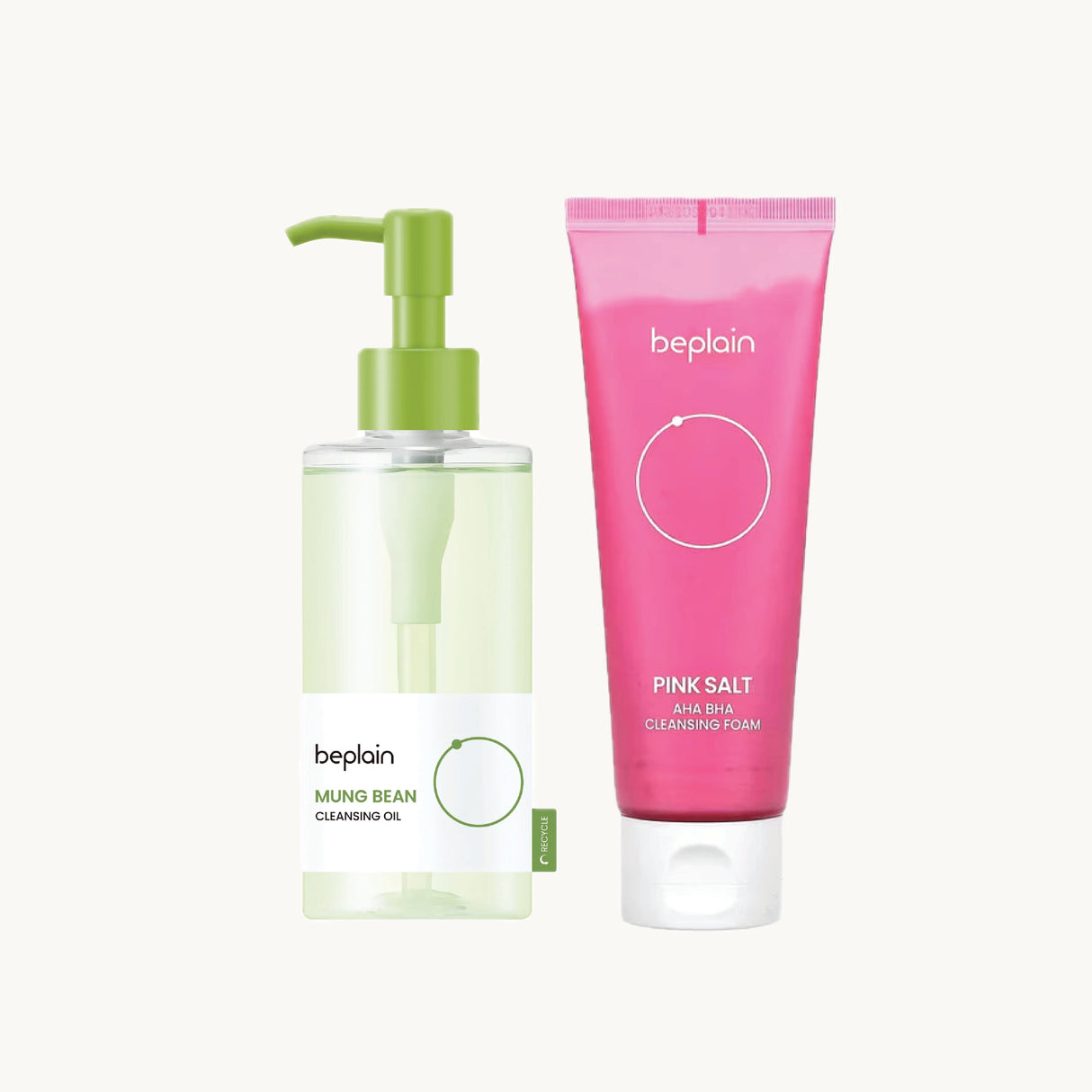 Pakkepris Mung Bean Cleansing Oil + Pink Salt AHA BHA Cleansing Foam