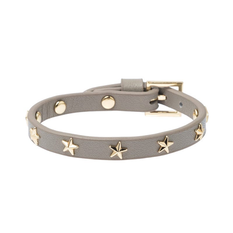 Leather Star Stud Bracelet Mini - Light Taupe